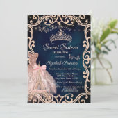 Eiffel Tower Frame Dress Glitter Butterfly Blue Kaart (Staand voorkant)