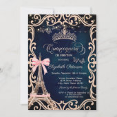 Eiffel Tower Frame Glitter Butterfly Blue  Kaart (Voorkant)