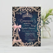 Eiffel Tower Frame Glitter Butterfly Blue  Kaart (Staand voorkant)