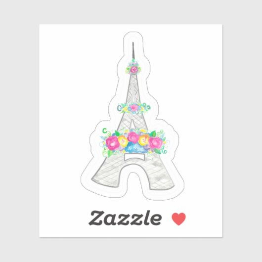 Eiffel Tower, Frankrijk, Frans, Flowers, Monument Sticker (Vel)