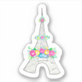 Eiffel Tower, Frankrijk, Frans, Flowers, Monument Sticker (Voorkant)