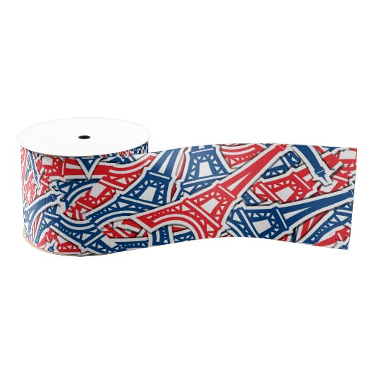 Eiffel Tower, Frankrijk Pattern Grosgrain Lint (Spoel)
