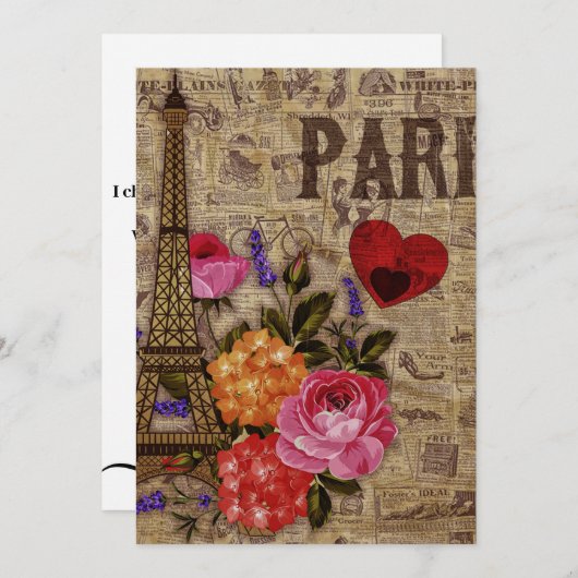 Eiffel Tower Frans Feestdagenkaart (Voorkant / Achterkant)