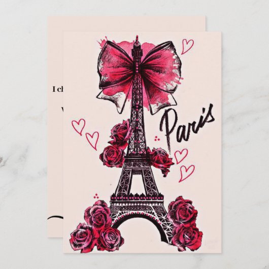 Eiffel Tower Frans Feestdagenkaart (Voorkant / Achterkant)