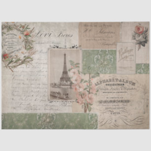 Eiffel Tower Frans Script Ephemera Floral Tissuepapier