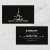 Eiffel Tower, Franse taaltrouwerij, leraar Visitekaartje (Voorkant / Achterkant)