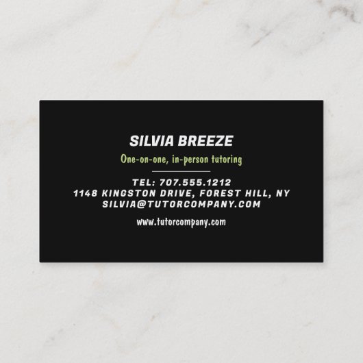 Eiffel Tower, Franse taaltrouwerij, leraar Visitekaartje (Achterkant)