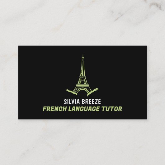 Eiffel Tower, Franse taaltrouwerij, leraar Visitekaartje (Voorkant)