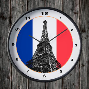 Eiffel Tower, Franse vlag & Frankrijk / decor Pari Ronde Klok