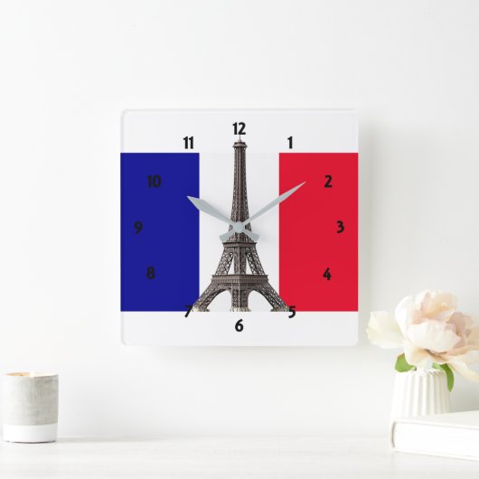Eiffel Tower Franse Vlag Vierkant Wandklok (Huis)