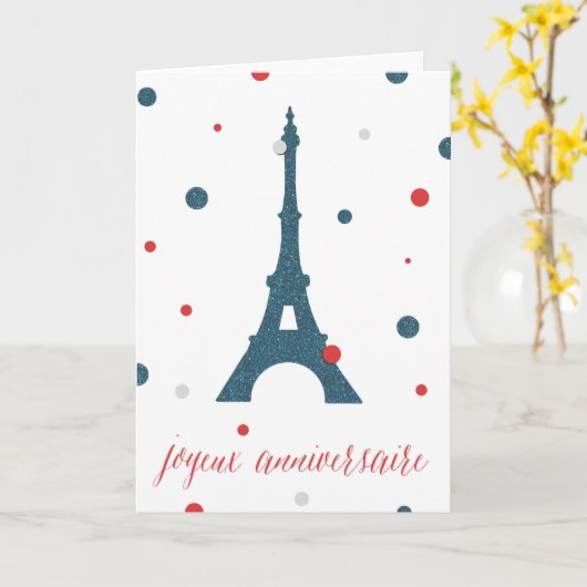 Eiffel Tower French Birthday Kaart (Gele Bloem)