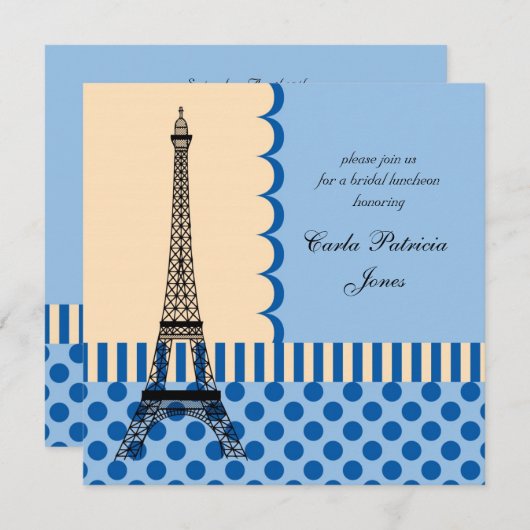 Eiffel Tower French Bridal Shower Kaart (Voorkant / Achterkant)
