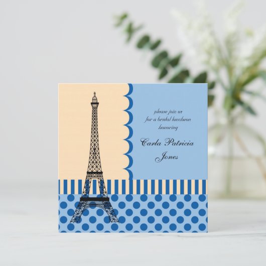 Eiffel Tower French Bridal Shower Kaart (Staand voorkant)