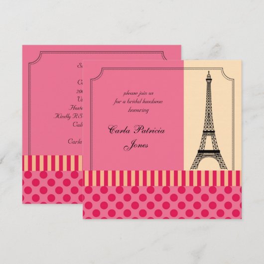 Eiffel Tower French Bridal Shower Kaart (Voorkant / Achterkant)