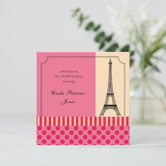 Eiffel Tower French Bridal Shower Kaart (Staand voorkant)