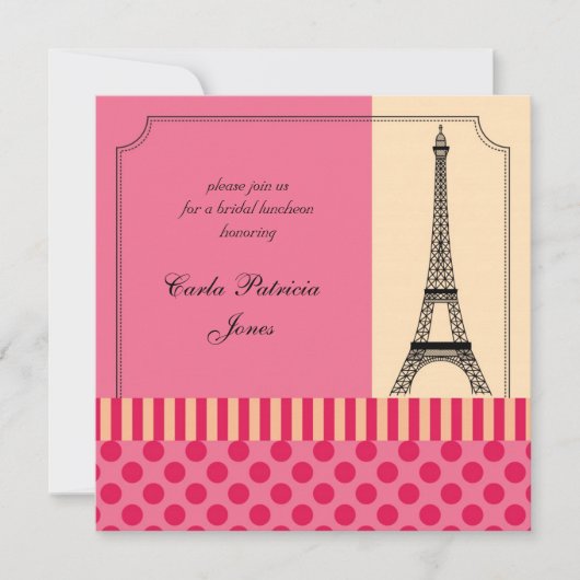 Eiffel Tower French Bridal Shower Kaart (Voorkant)