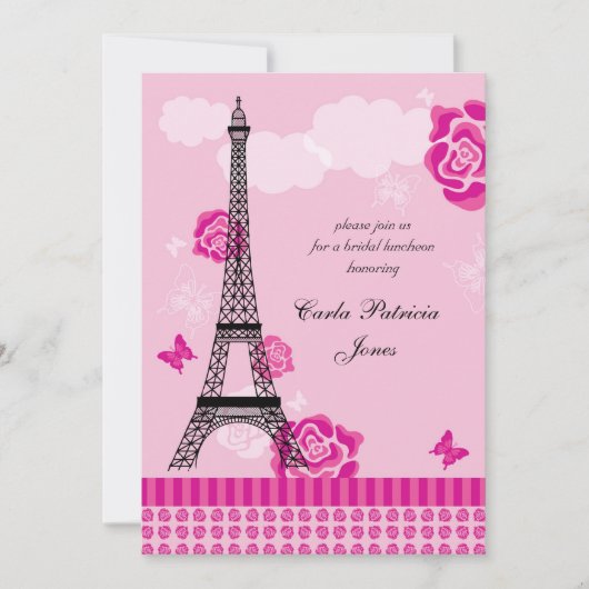 Eiffel Tower French Bridal Shower Kaart (Voorkant)