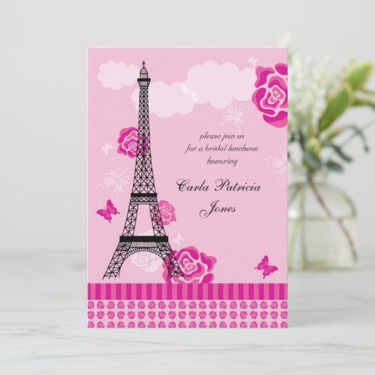 Eiffel Tower French Bridal Shower Kaart (Staand voorkant)