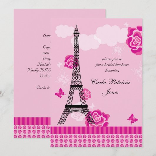 Eiffel Tower French Bridal Shower Kaart (Voorkant / Achterkant)