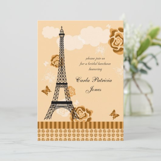 Eiffel Tower French Bridal Shower Kaart (Staand voorkant)