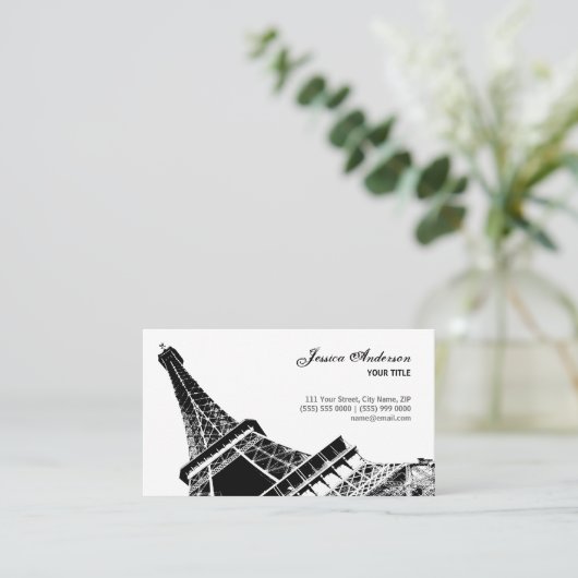 Eiffel Tower French Chic visitekaartjes (Staand voorkant)