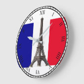 Eiffel Tower French Flag Bk Roman Numbers Rd Clock Grote Klok (Hoek)
