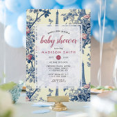 Eiffel Tower French Toile De Jouy Baby Shower Kaart