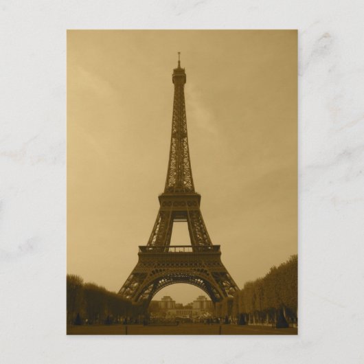 Eiffel Tower front uitzicht sepia Briefkaart (Voorkant)