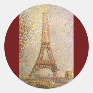 Eiffel Tower, gemaakt door Georges Seurat,  Kunst Ronde Sticker