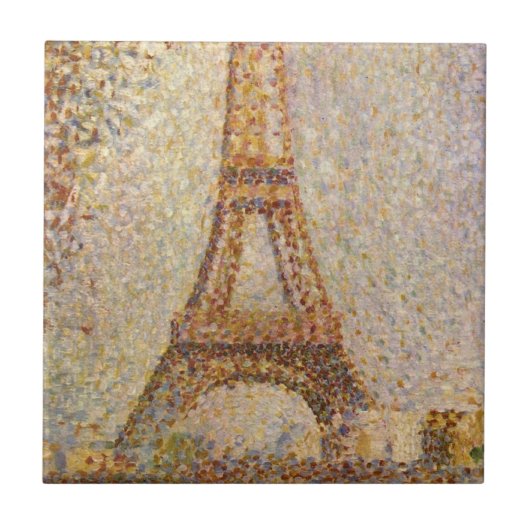 Eiffel Tower, gemaakt door Georges Seurat, Kunst Tegeltje (Voorkant)