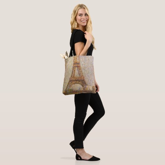 Eiffel Tower, gemaakt door Georges Seurat,  Kunst Tote Bag (Op model)