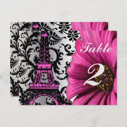 Eiffel Tower Gerber Table Number Kaarten (Voorkant / Achterkant)