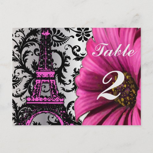 Eiffel Tower Gerber Table Number Kaarten (Achterkant)
