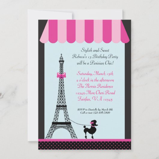Eiffel Tower Girl Birthday Kaart (Voorkant)