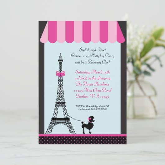 Eiffel Tower Girl Birthday Kaart (Staand voorkant)