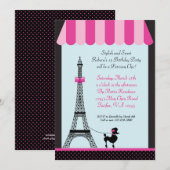 Eiffel Tower Girl Birthday Kaart (Voorkant / Achterkant)