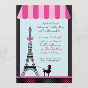 Eiffel Tower Girl Birthday Kaart