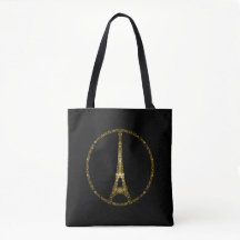 Eiffel Tower Gold glitter sparkles op Black