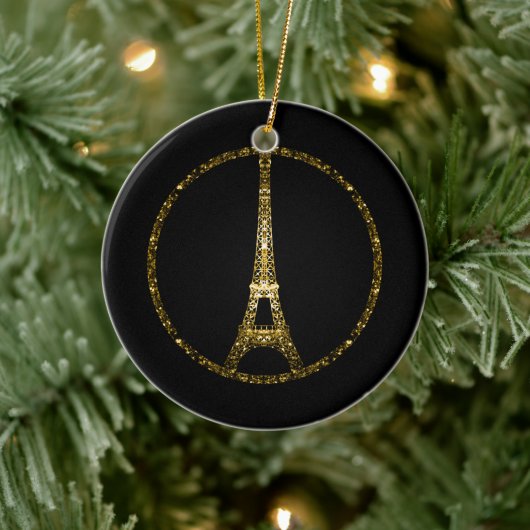 Eiffel Tower Gold glitter sparkles Personaliseert Keramisch Ornament (Boom)