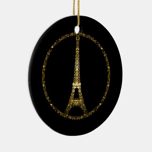 Eiffel Tower Gold glitter sparkles Personaliseert Keramisch Ornament (Rechts)