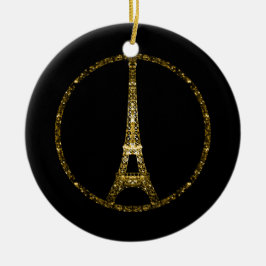 Eiffel Tower Gold glitter sparkles Personaliseert Keramisch Ornament