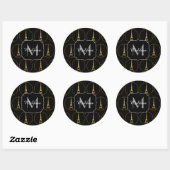 Eiffel Tower Gold glitter sparren Black Monogram Ronde Sticker (Vel)