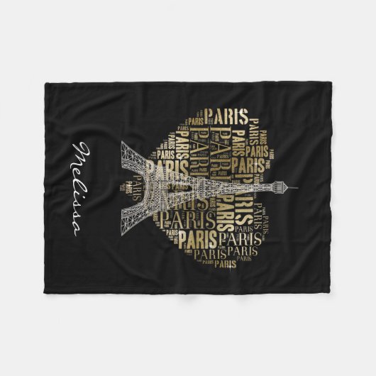 Eiffel Tower Golden Abonnementen Parijs in Heart Fleece Deken (Voorkant (Horizontaal))