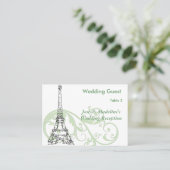 Eiffel Tower & Green Scroll Reception Table cards Plaatskaartje (Staand voorkant)