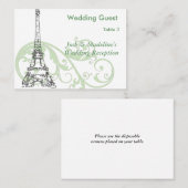 Eiffel Tower & Green Scroll Reception Table cards Plaatskaartje (Voorkant / Achterkant)