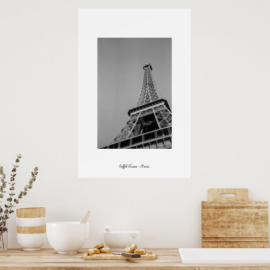 Eiffel Tower Greyscale Poster (Keuken)