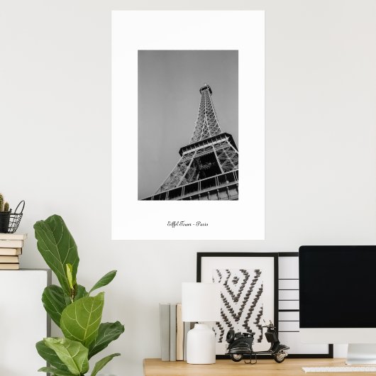 Eiffel Tower Greyscale Poster (Thuiskantoor)