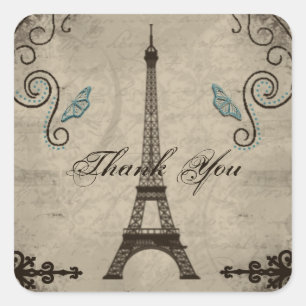 Eiffel Tower Grunge Hartelijk dank Vierkante Sticker