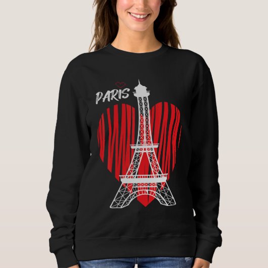 Eiffel Tower Heart Love Paris France Souvenir Fren Trui (Voorkant)