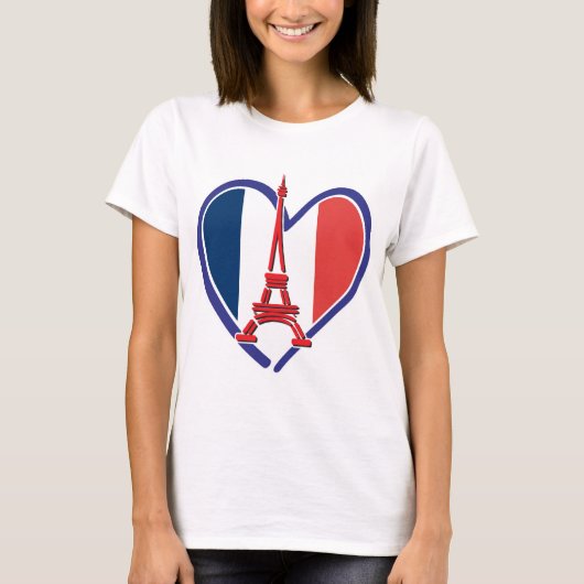 Eiffel Tower Heart T-shirt (Voorkant)